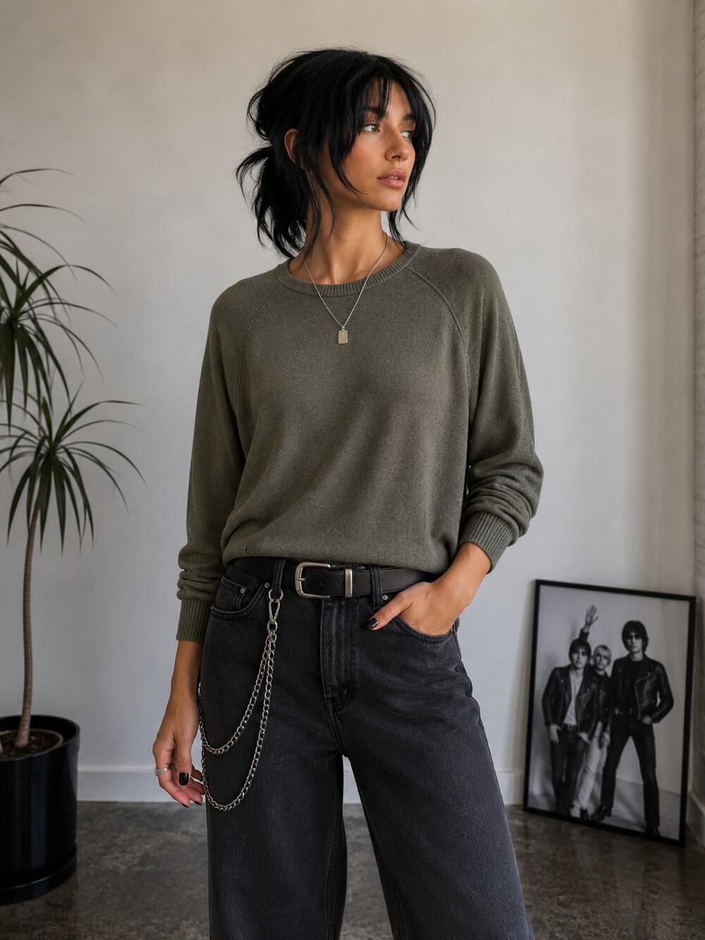 Wantable Olive Green Knit Pullover Sweater XL Soft Lightweight